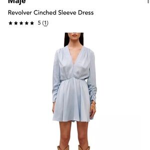 Maje Light Blue Cinched Sleeve Dress